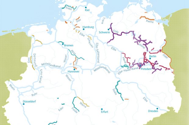 Die Bedeutung der Nebenwasserstraßenfür Freizeit und Tourismus. Karte: Bundesverkehrsministerium