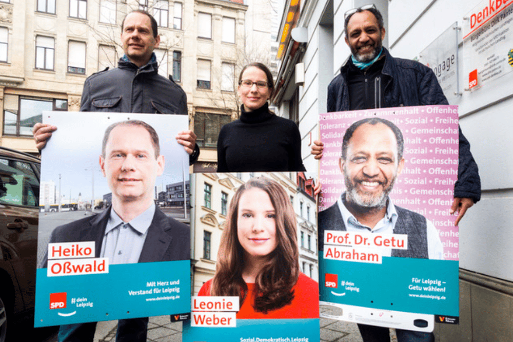 Heiko Oßwald, Leonie Weber, Prof. Dr. Getu Abraham. Quelle: SPD Ortsverein Leipzig-Mitte