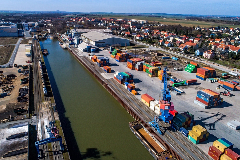 Hafen Riesa. Foto: Sächsische Binnenhäfen Oberelbe GmbH