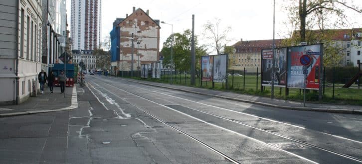 Rosa-Luxemburg-Straße - Blick Richtung Hahnekamm. Foto: Ralf Julke