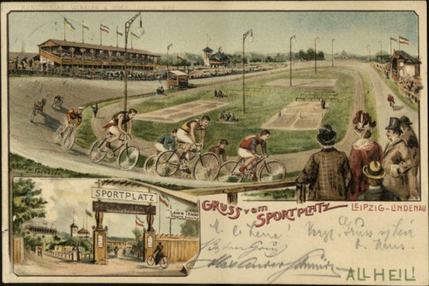 Der Sportplatz in Lindenau nach einem Aquarell von Erwin Schindler. Foto: IfL