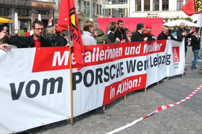 Auseinandersetzungen im Porsche-Werk Leipzig rings um die 35-Stunden-Woche. Foto: L-IZ.de