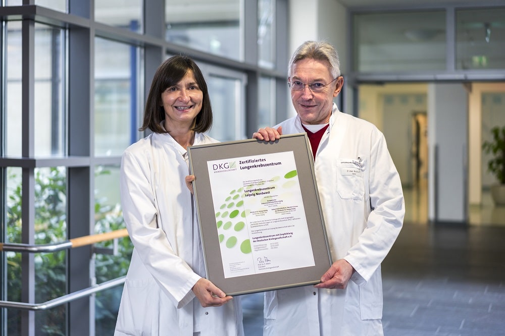 Dr. Sylvia Gütz, Leiterin des Lungenkrebszentrums und Dr. Axel Skuballa, stellvertretender Leiter des Lungenkrebszentrums, Foto: KSG