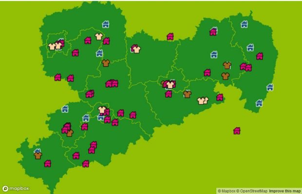 Neonazi-Immobilien in Sachsen. Karte: Grüne Fraktion Sachsen