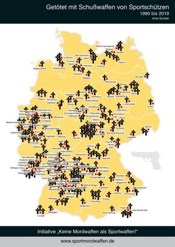 Todesopfer durch Sportwaffen. Karte: sportmordwaffen.de