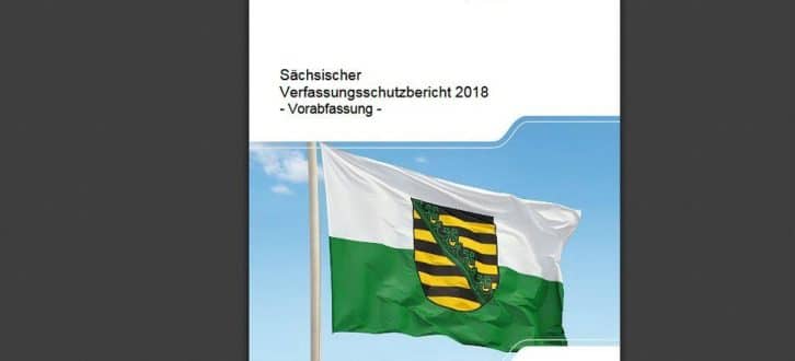 Verfassungsschutzbericht 2018. Cover: Freistaat Sachsen. LfV