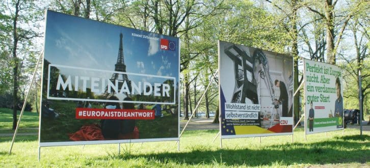 Wahlplakate am Clara-Zetkin-Park. Foto: Ralf Julke