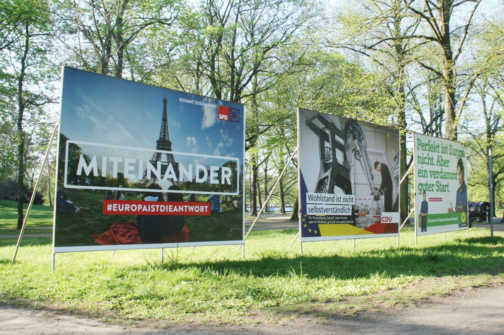Wahlplakate am Clara-Zetkin-Park. Foto: Ralf Julke
