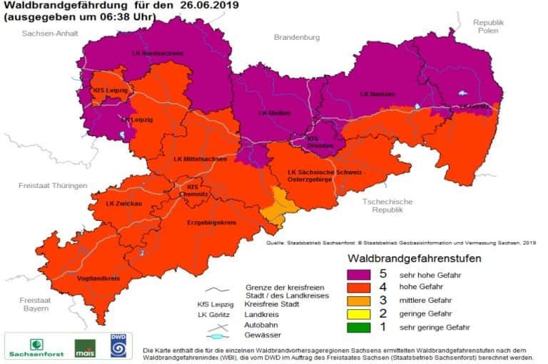 Höchste Waldbrandgefahrenstufe im gesamten Landkreis Nordsachsen