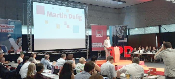 Der sächsische SPD-Landesvorsitzende Martin Dulig fand lobende Worte für seinen Landesverband. Foto: René Loch