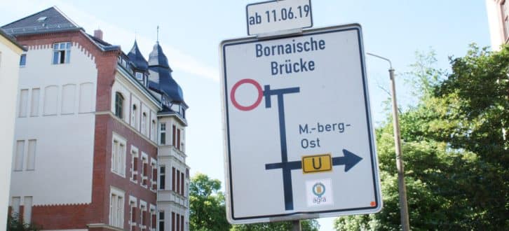 Umleitungsschild in der Bernhard-Göring-Straße. Foto: Ralf Julke