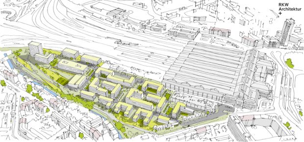 Das neue Stadtquartier an der Parthe. Visualisierung: RKW Architektur +