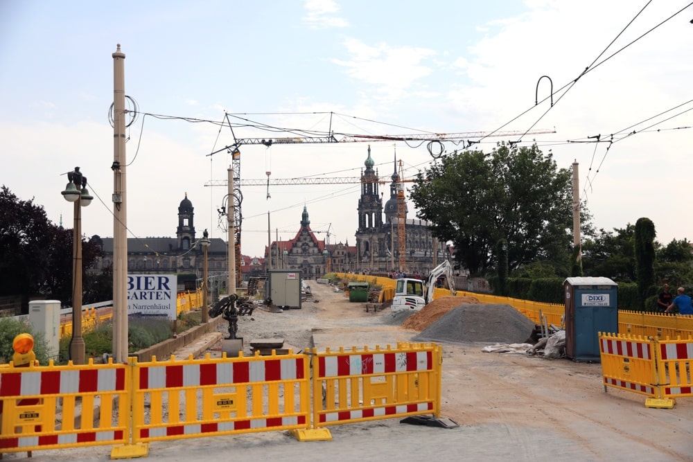 Baustelle Albertbrücke in Dresden. Foto: L-IZ.de
