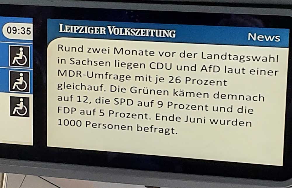 Der Straßenbahnmonitor um 9.35 Uhr. Foto: Karl-Katja Krach