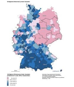 Einkommensunterschiede in Deutschland. Karte: BMI, Deutschlandatlas