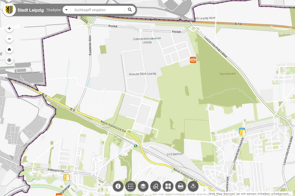 Der städtische Raum um das Güterverkehrszentrum. Karte: Stadt Leipzig