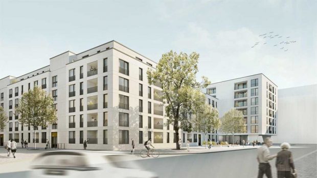 LWB Neubauvorhaben an der Quer-, Litt-, Schützenstraße. Visualisierung: IPROconsult GmbH