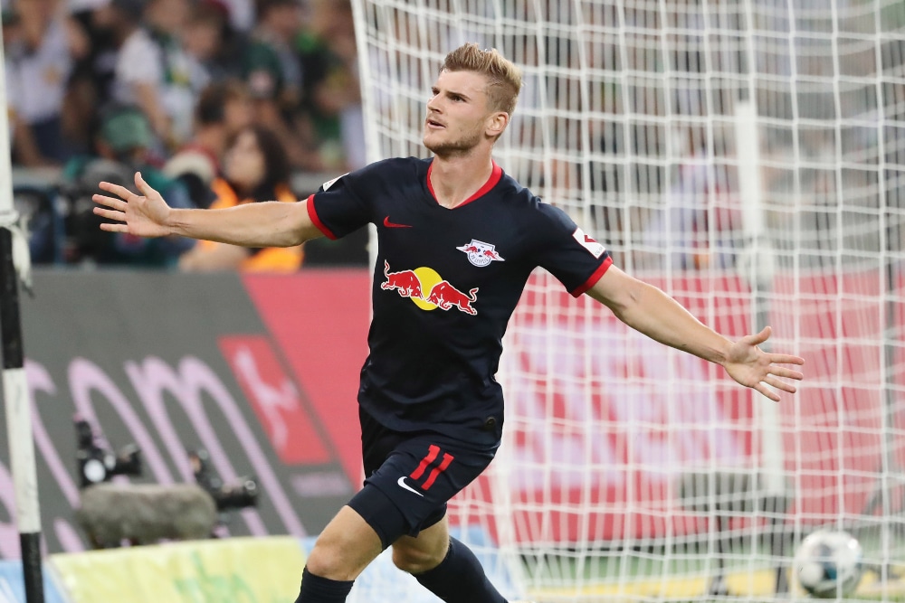 Timo Werner erzielte in Gladbach alle Tore für Leipzig. Foto: Gepa Pictures