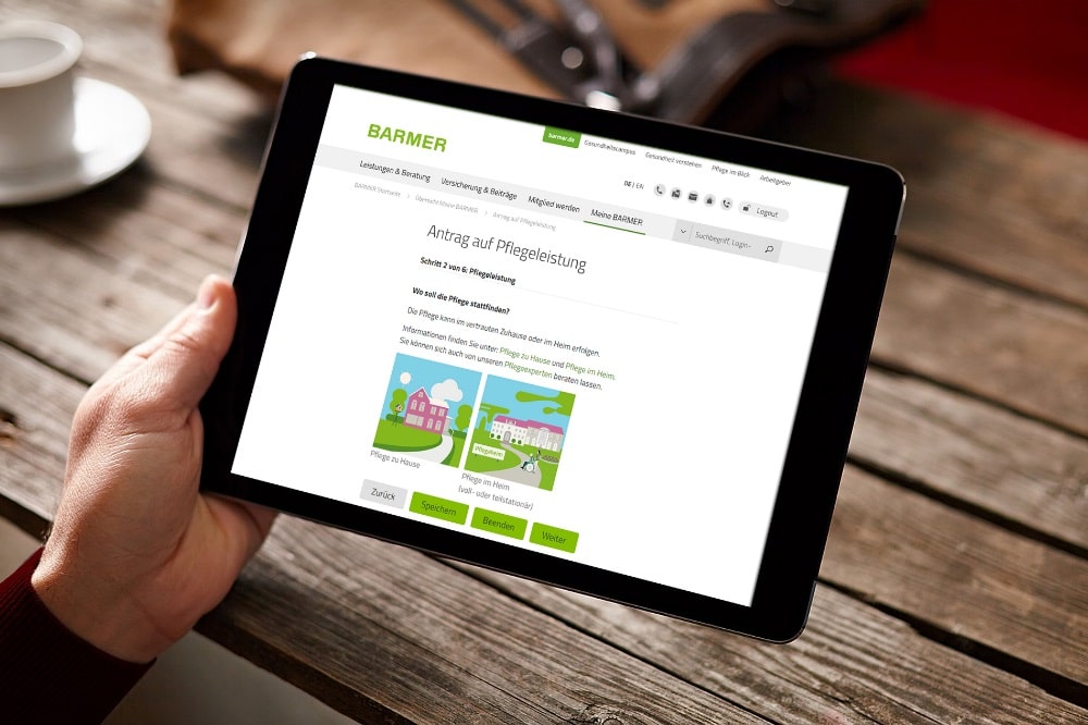 Pflegeantrag online. Quelle: BARMER