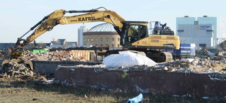 Abbrucharbeiten auf dem Gelände des Eutritzscher Freiladebahnhofs. Foto: Ralf Julke