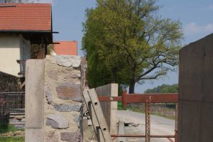 Bau der Hochwasserschutzmauern an der Grimmaer Altstadt 2013. Foto: Stadt Grimma