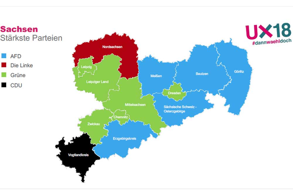 Die jeweiligen Gewinner der U18-Wahl in den Landkreisen. Grafik: Stadtjugendring Leipzig