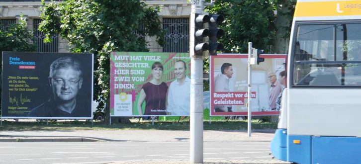 Wahlplakate zur Landtagswahl 2019 an der Petersstraße. Foto: Ralf Julke