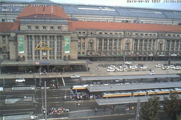 Aufnahme der LVB-Webcam von der Haltestelle Hauptbahnhof. Screenshot: L-IZ