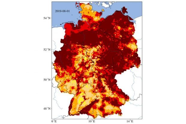 Dürre im August 2019. Karte: UFZ, Dürremonitor
