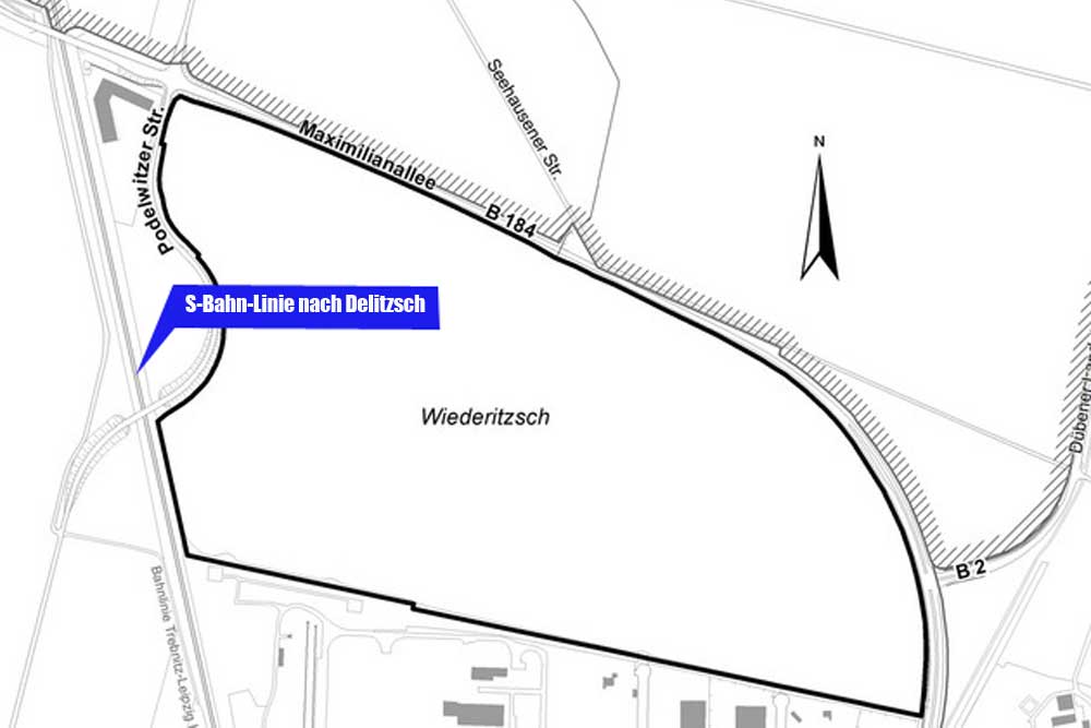 Das Plangebiet für das neue Industriegebiet Seehausen II. Karte: Stadt Leipzig