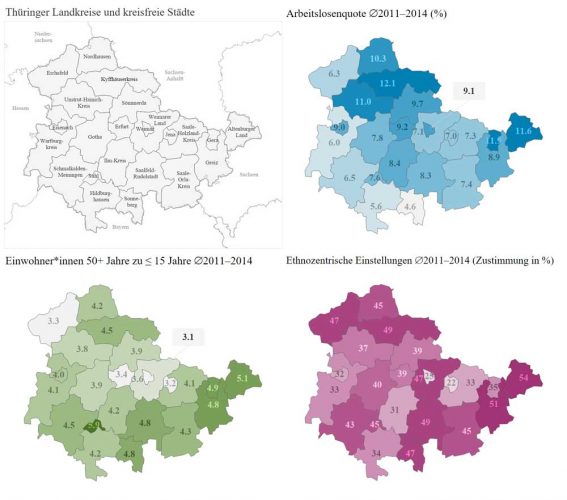 Die vorgefundenen Daten in Thüringen. Karte: WZB