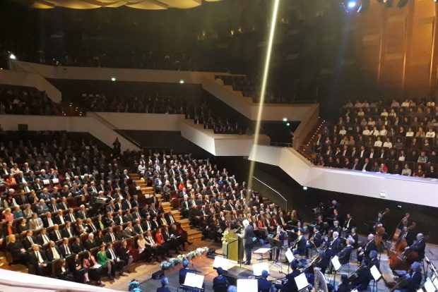 Bundespräsident Frank-Walter Steinmeier bei seiner Rede im Gewandhaus. Foto: René Loch