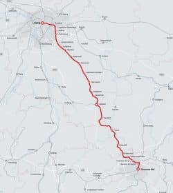 Der geplante Streckenverlauf der Trasse Leipzig - Chemnitz. Karte: Deutsche Bahn