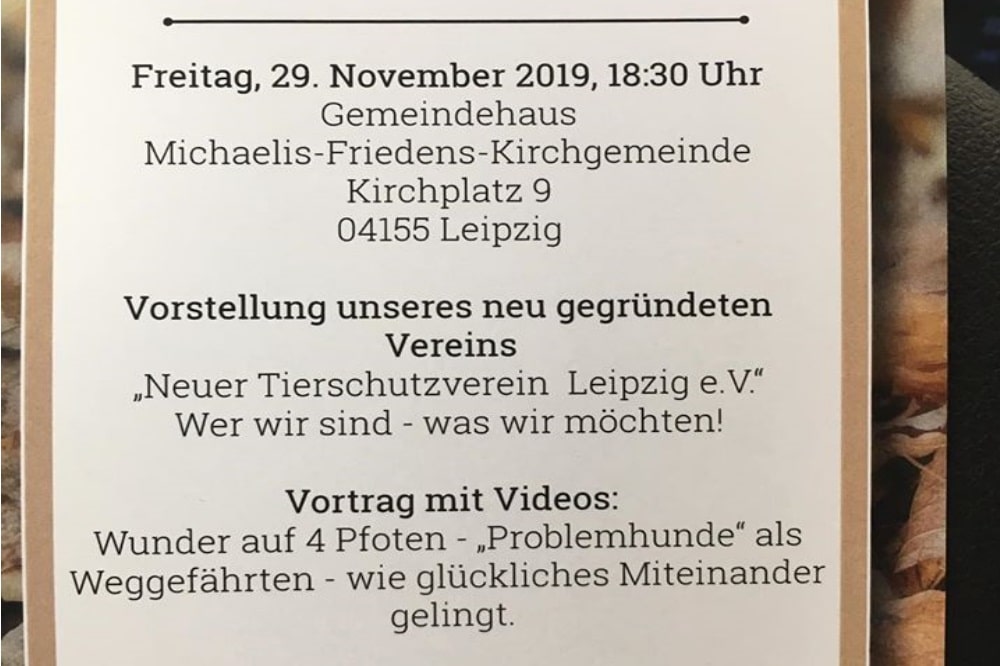 Auszug Flyer. Quelle: Neuer Tierschutzverein Leipzig e.V.