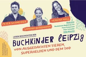 Am 15. November 2019 ist Benefiz-Lesung der Buchkinder ua. mit Sandra Borgmann und Peter Schneider. Grafik: Buchkinder Leipzig e.V.