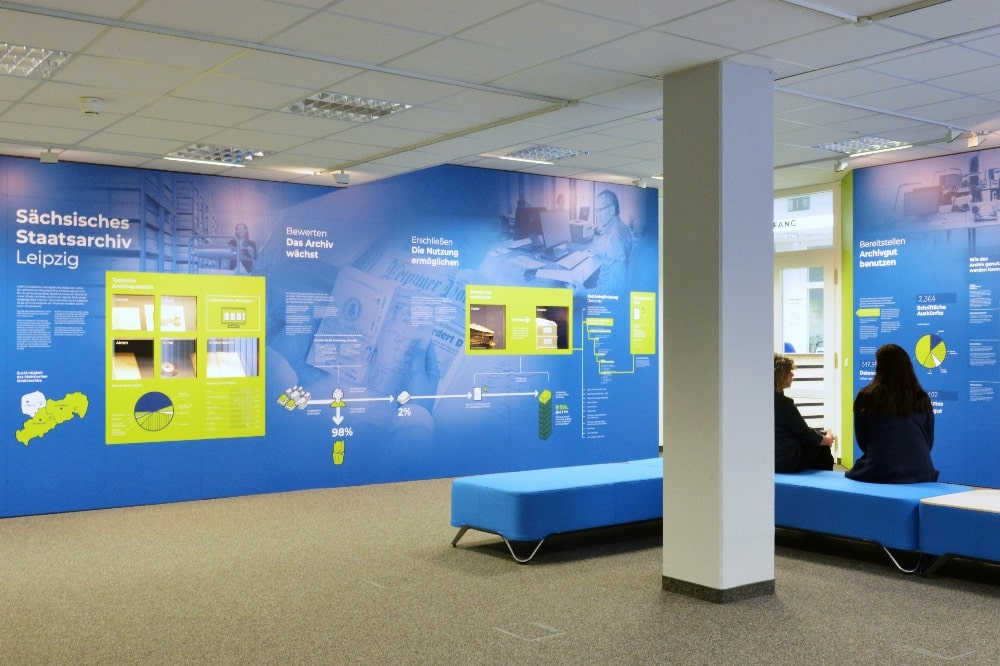 Blick in das neu gestaltete Foyer. Foto: Sächsisches Staatsarchiv