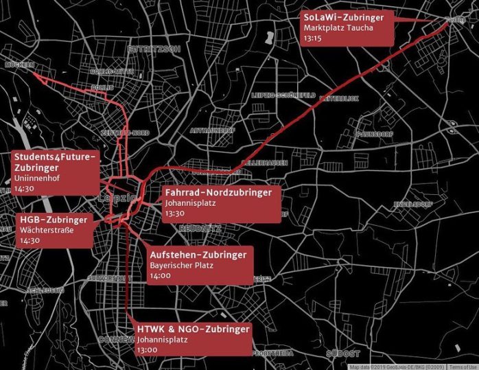 .... welche sternförmig zum Simsonplatz und dann gemeinsam über den Ring führen. Foto: FFF
