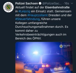 Twitternachricht der Polizei Sachsen am 12. November 2019. Screen Twitter