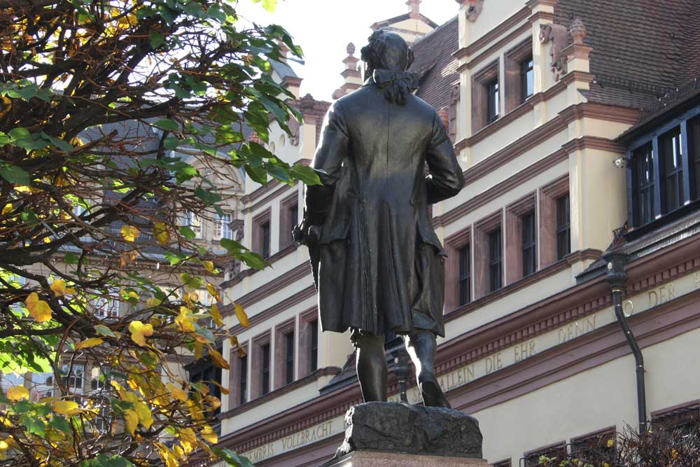 Goethe auf dem Leipziger Naschmarkt. Foto: Ralf Julke