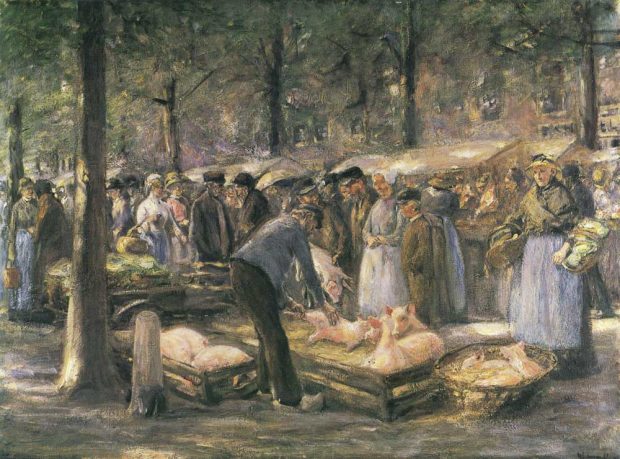 Max Liebermann: Schweinemarkt in Haarlem(2. Fassung), 1894,Hessisches Landesmuseum Darmstadt. Foto: Wolfgang Fuhrmannek