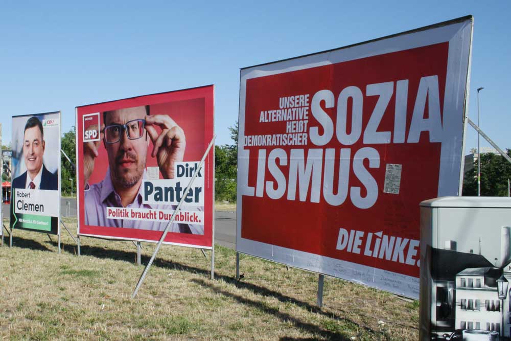 Wahlplakat der Linken zur Landtagswahl 2019. Foto: Ralf Julke