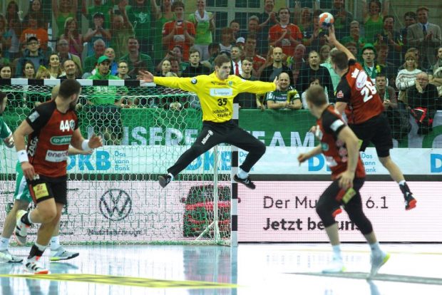 Die Paraden von Joel Birlehm waren das Fundament für den Sieg des SC DHfK Leipzig. Foto: Jan Kaefer