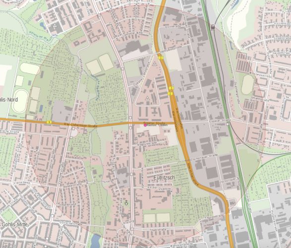 Der Sperrkreis um den Fundort der Fliegerbombe. Grafik: Feuerwehr Leipzig