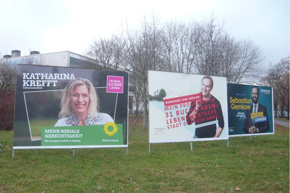 Großformat für alle: die Kandidaten der Leipziger OBM-Wahl. © Frank Willberg