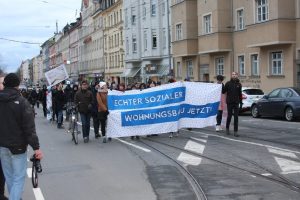 Demo für sozialen Wohnungsbau am 18. Januar 2020. Foto: LZ