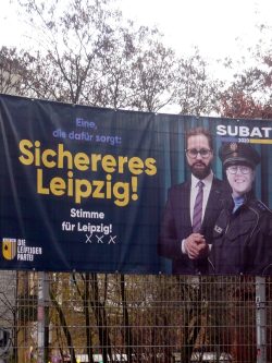 Nur mit der PARTEI gibt es das sicherere Leipzig. Foto: Frank Willberg