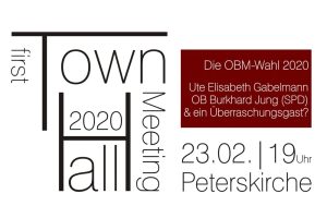 Die erste Leipziger Townhall anläßlich der OBM-Wahl in der Peterskirche. Grafik: L-IZ.de