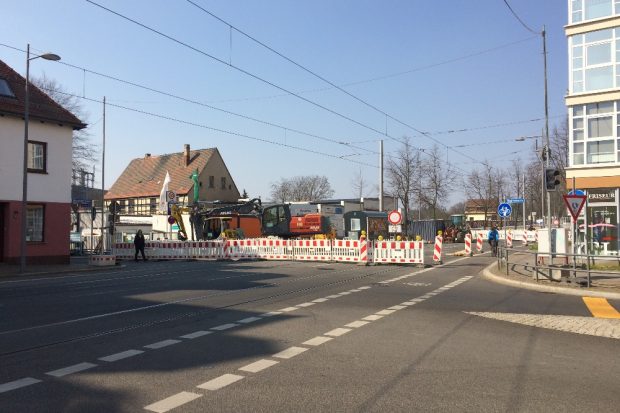 Südlicher Teil der Baustelle Bornaische Straße. Foto: L-IZ.de