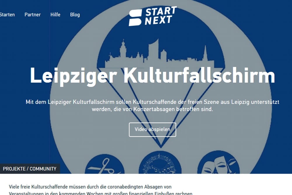 Der Kulturfallschirm bei Startnext soll Gelder für Kulturschaffende einspielen. Foto: Screen Startnext