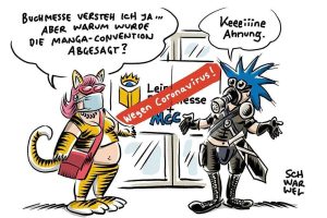 Buchmesse, Manga-Comic-Con und „Leipzig liest“ fallen aus. Karikatur: Schwarwel
